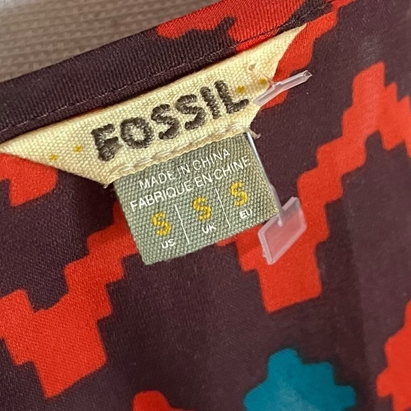 Fossil • Orange Brown Blue Aztec Patterned Tank Top - Picture 5 of 5